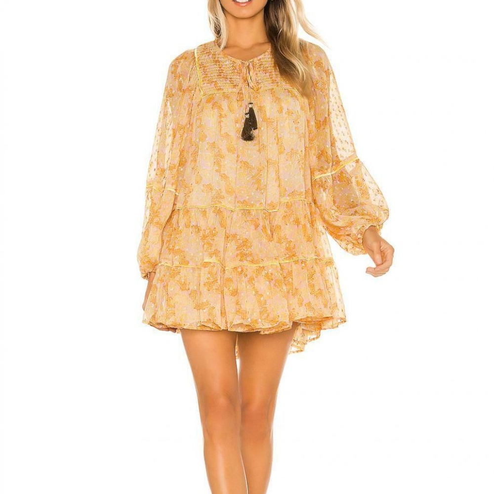 Free People Free Swinging Mini Dress Yellow Combo Size XL~NWT